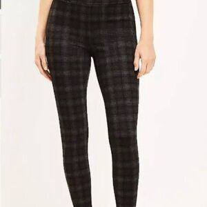 Ann Taylor Plaid Pull-On Leggings in Black and Gray